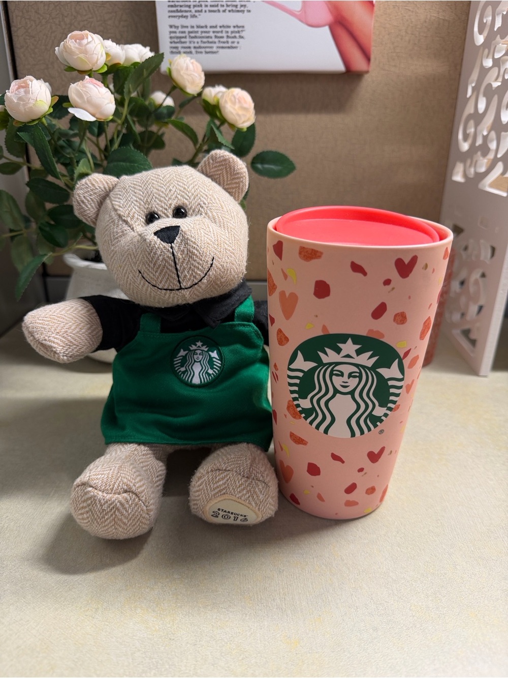 Starbucks Pink Heart Confetti Tumbler with Green Siren Logo